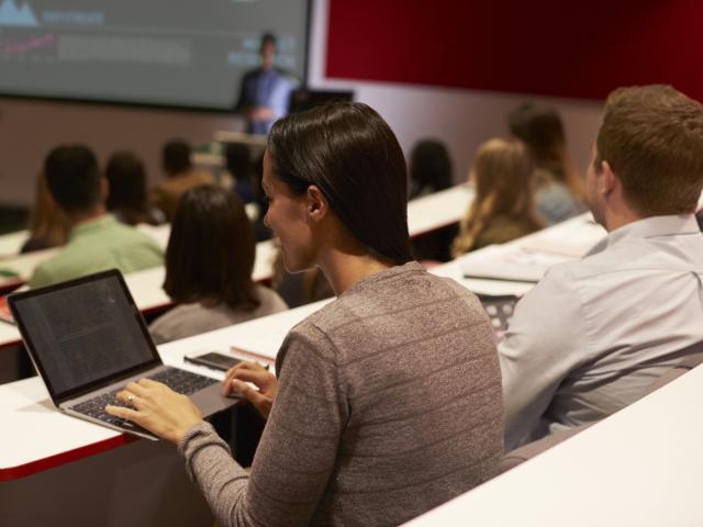 Students in a lecture theatre